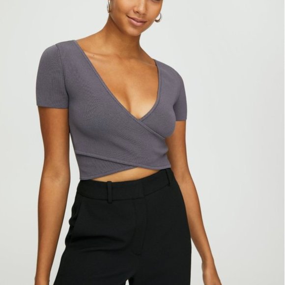 Babaton White Sculpt Knit cross-front - Picture 2 of 5